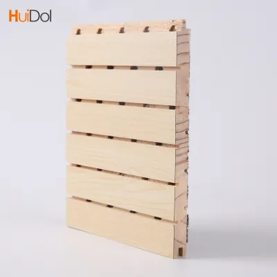 Wooden groove acoustic wall panel, fireproof wooden perforated indoor acoustic soundproofing board