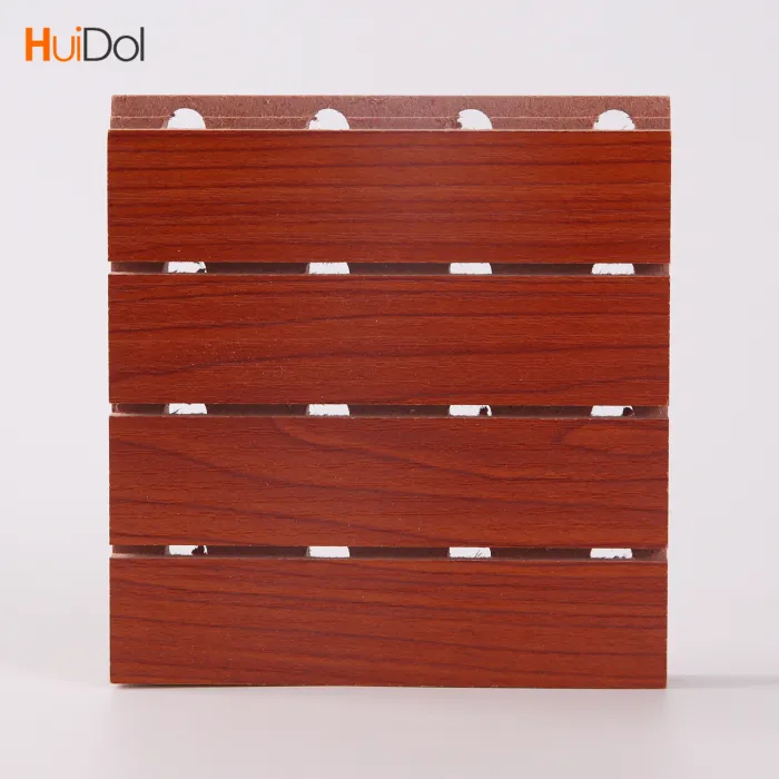 Wooden groove acoustic wall panel, fireproof wooden perforated indoor acoustic soundproofing board