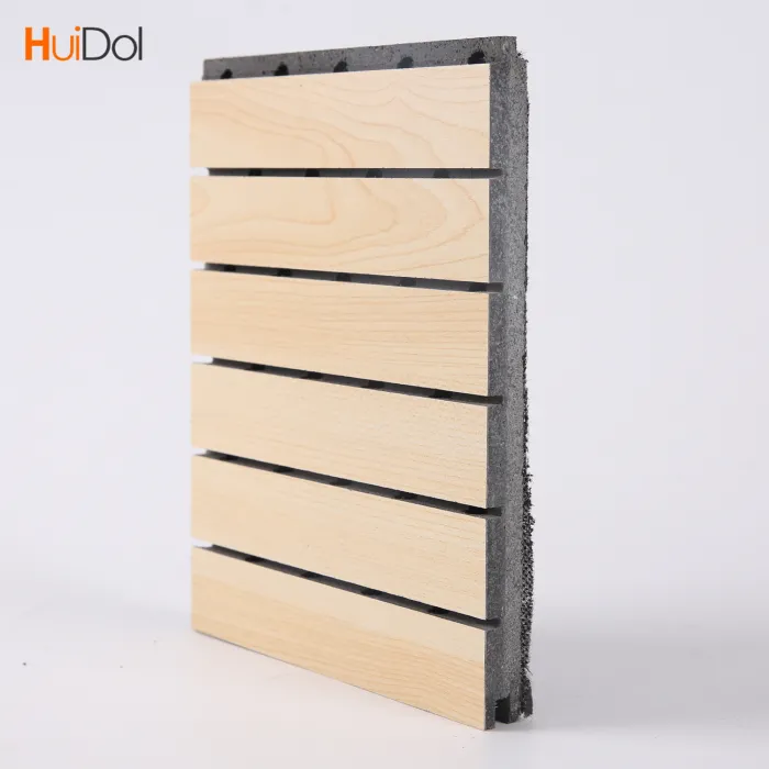 Wooden groove acoustic wall panel, fireproof wooden perforated indoor acoustic soundproofing board