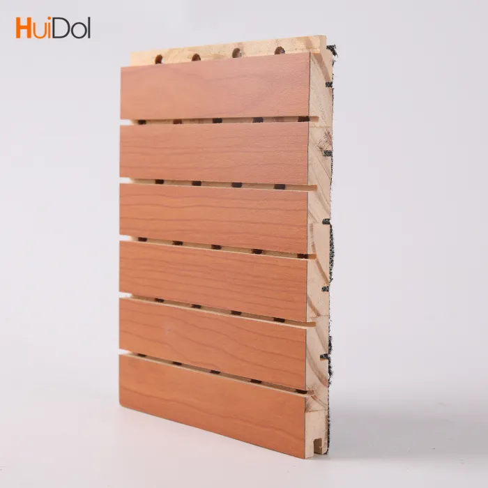 Wooden groove acoustic wall panel, fireproof wooden perforated indoor acoustic soundproofing board