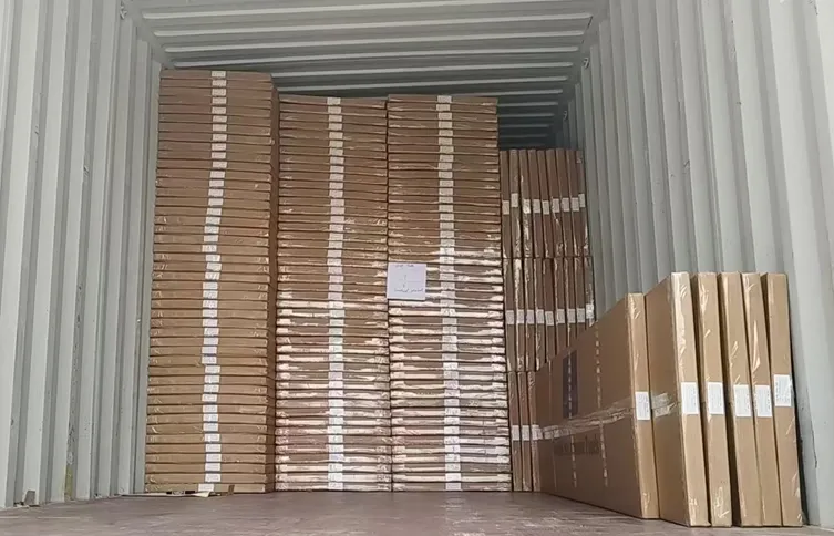 The order from the UK customer is currently being loaded into the container